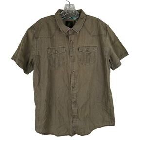 Prana Mens Short Sleeve Button Up Shirt Size XL Brown